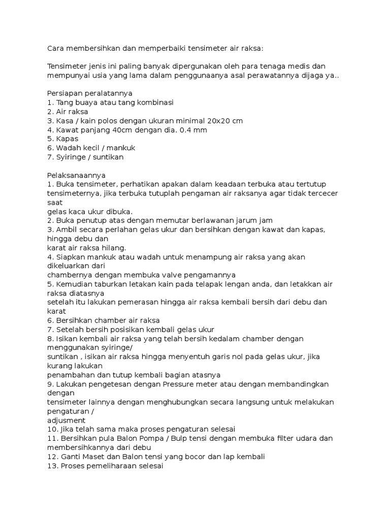 Cara Membersihkan Dan Memperbaiki Tensimeter