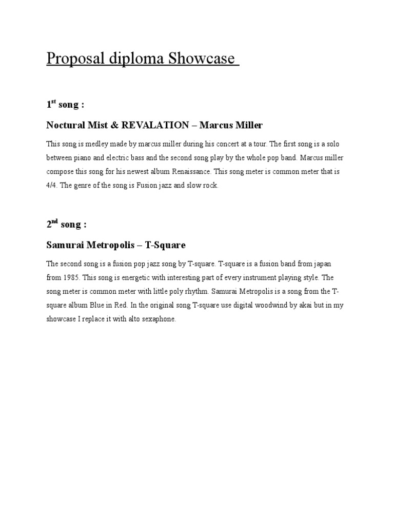 Fusion Jazz Showcase Proposal | PDF