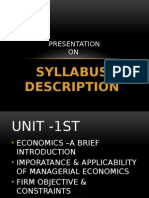 Syllabus Description: Presentation ON