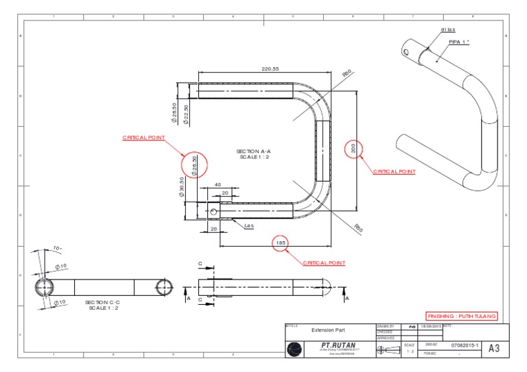 Extension Part Technical Drawing | PDF