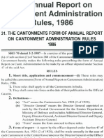 Cantonments Form of Annual Report On Cantonment Administration Rules1986 PDF