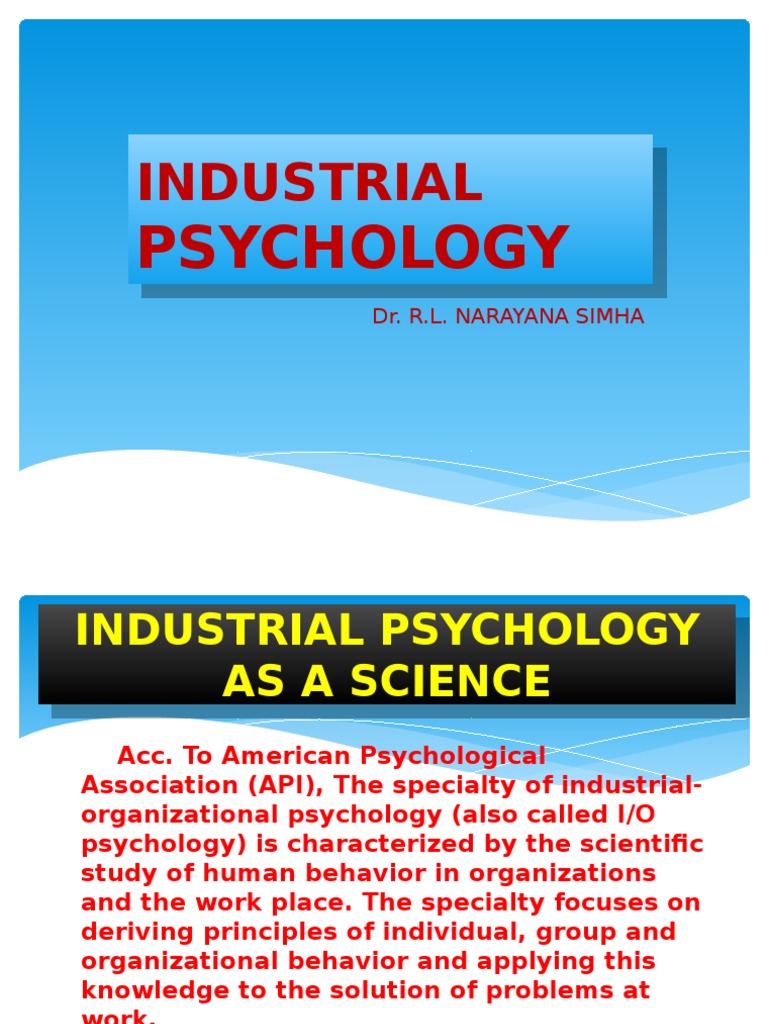 Overview of Industrial Psychology | PDF | Industrial And Organizational ...