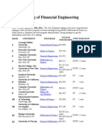 2011 Ranking of Financial Engineering Programs