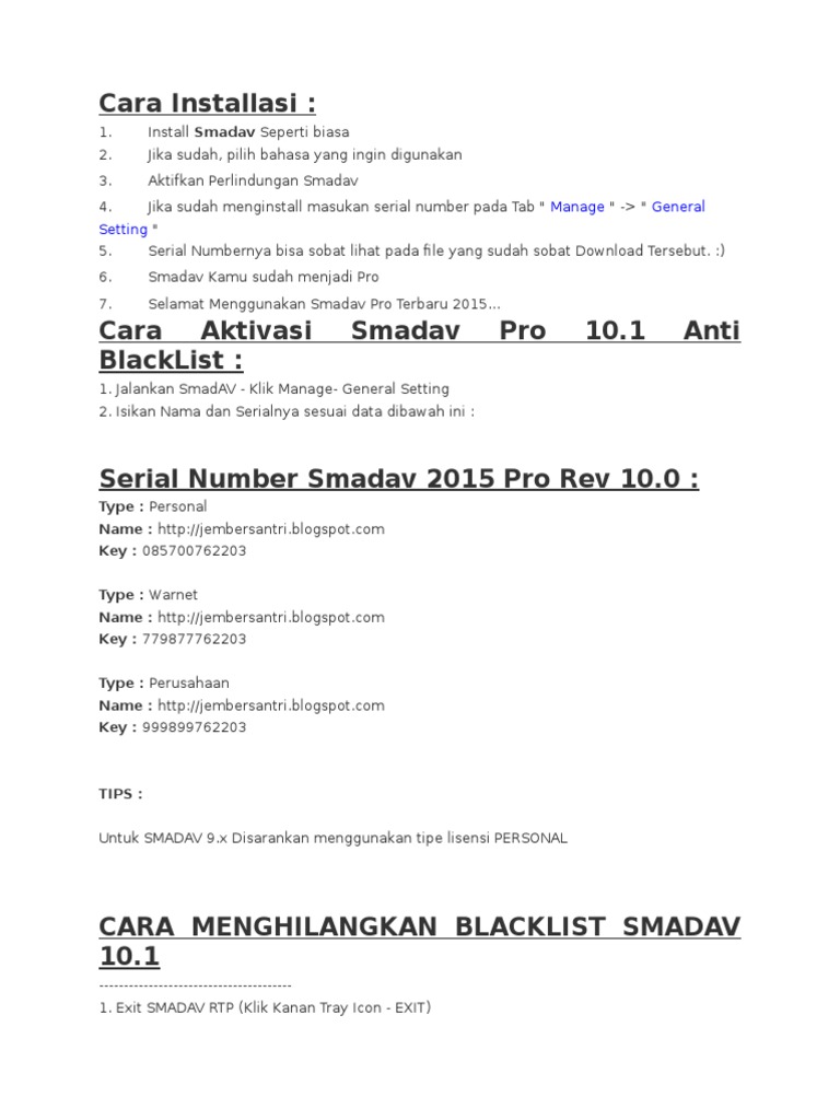 Smadav 2015 Rev. 10.1 Serial Key