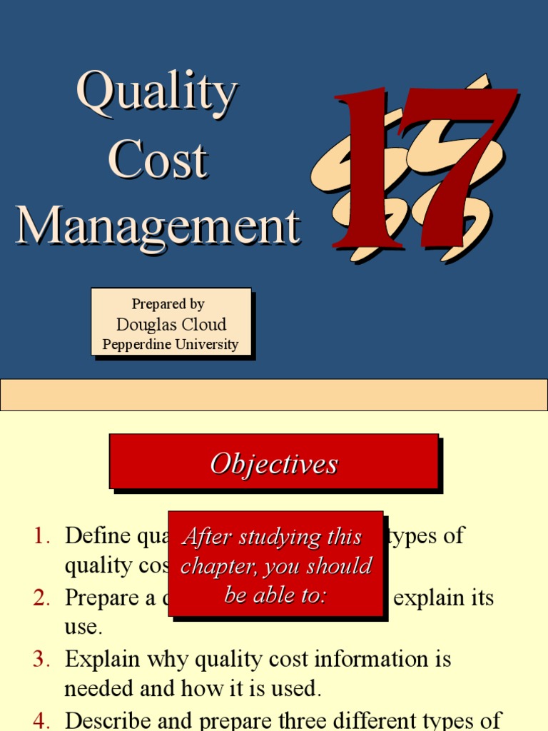 ch17 (Quality Cost Management) PDF Quality Assurance Quality