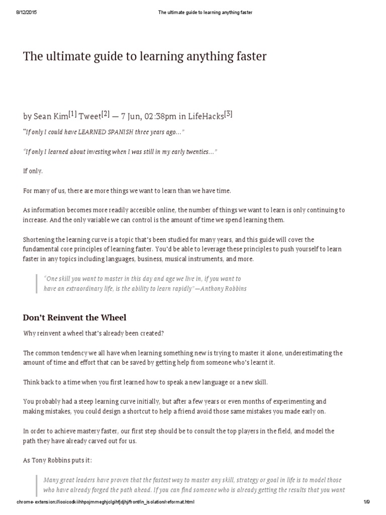 Rapid Learning for Busy Minds | PDF | Expert | Psychological Concepts