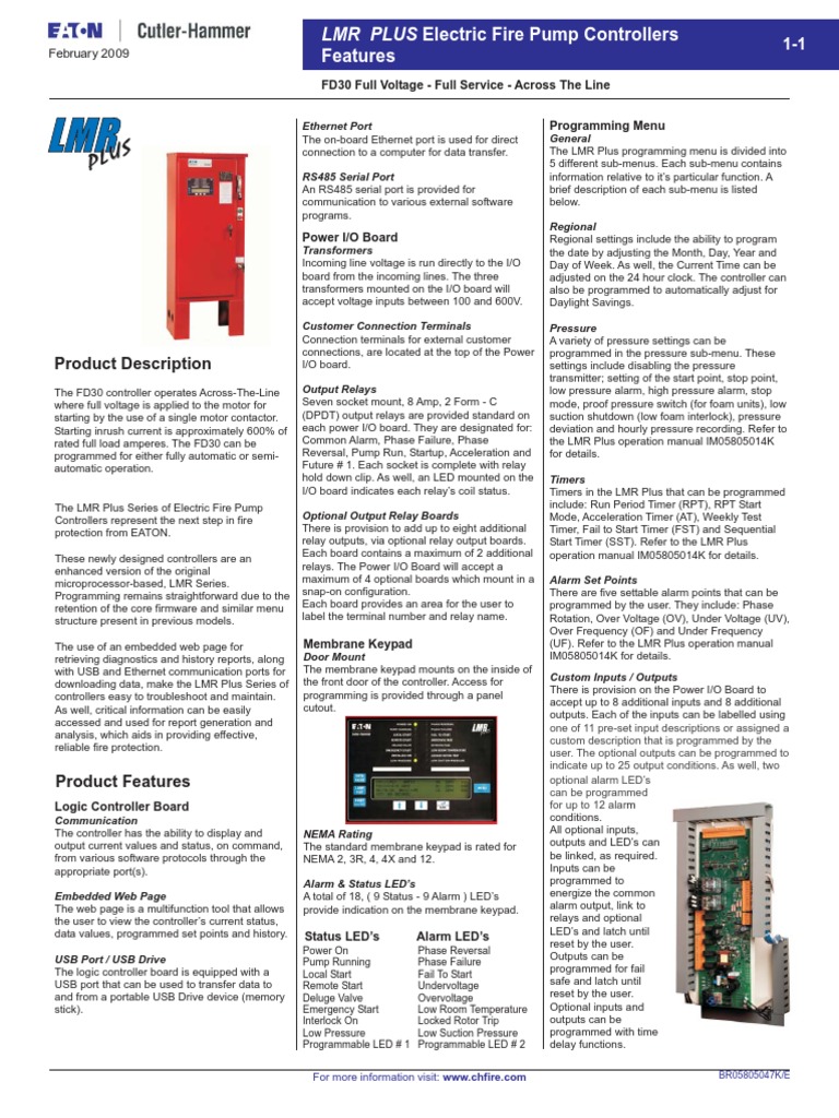 EATON Electric Fire Pump Controller BR05805047K E FD30 011909 PDF