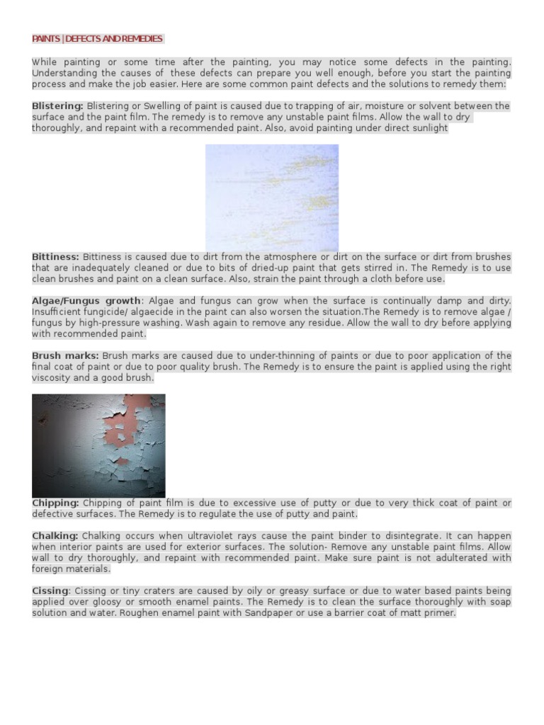 Common Paint Defects and Solutions | PDF | Paint | Acrylic Paint