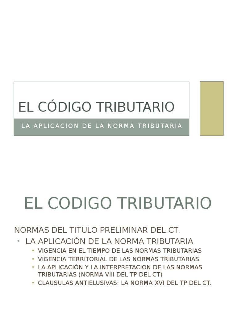 Aplicación de la Norma XVI del Código Tributario | PDF | Impuestos ...