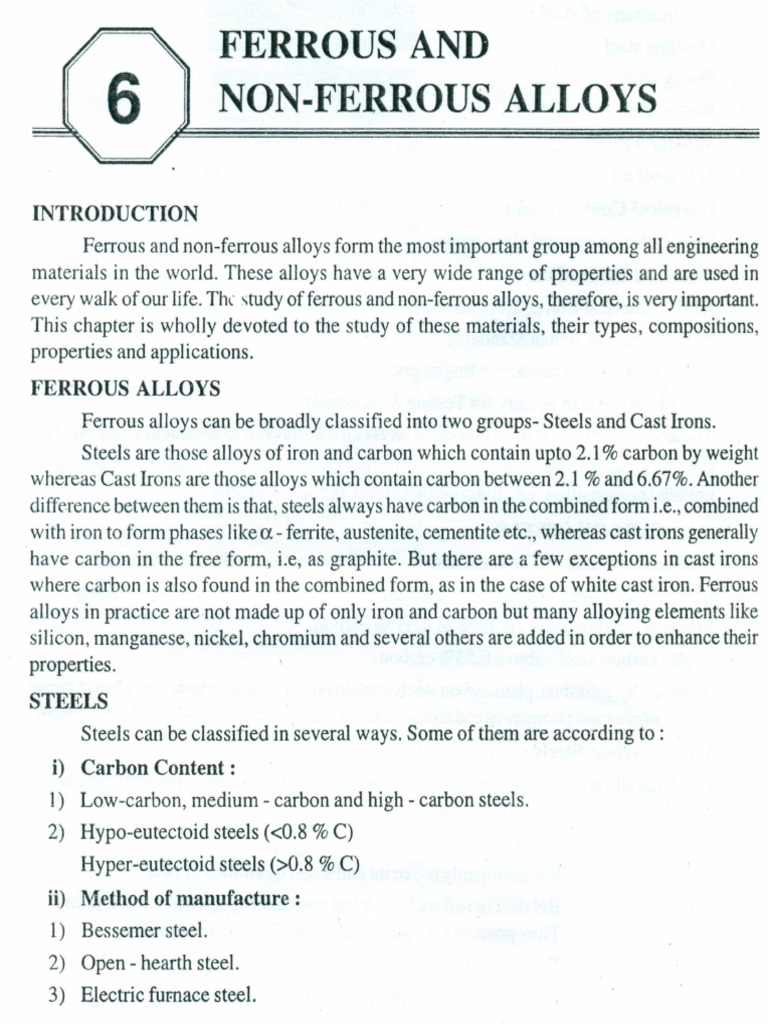 Ferrous and Non-Ferrous Alloys Overview | PDF | Cast Iron | Steel