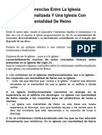 12 Diferencias Entre La Iglesia Institucionalizada Y Una Iglesia Con Mentalidad de Reino