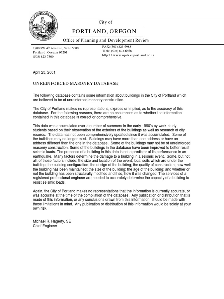 Unreinforced Masonry Buildings in Portland | PDF | Warehouse | Portland