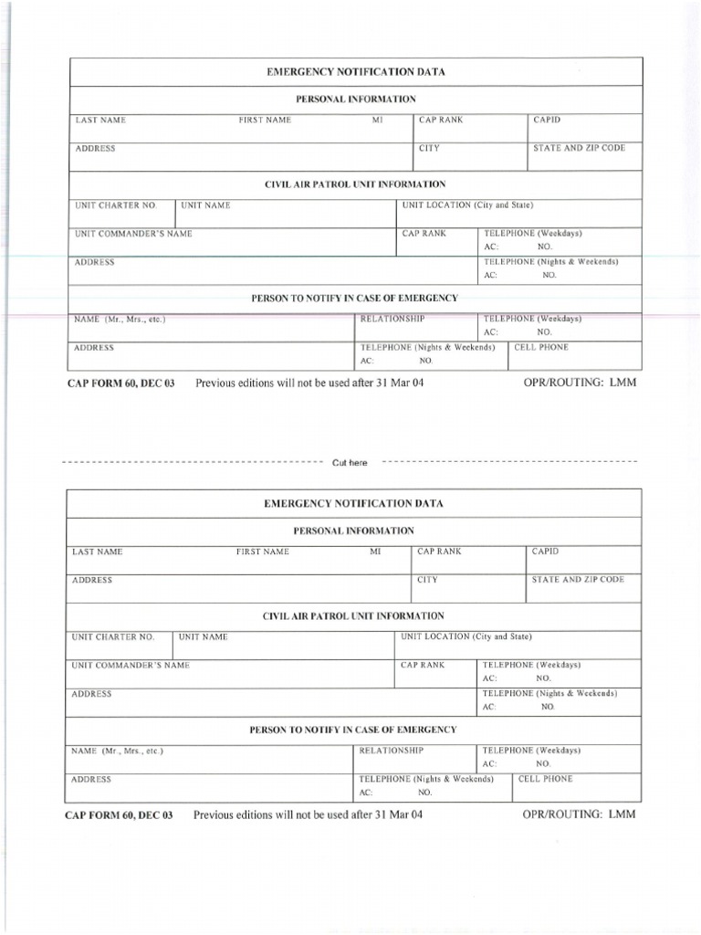 CAP Form 60 - Dec 2003 | PDF