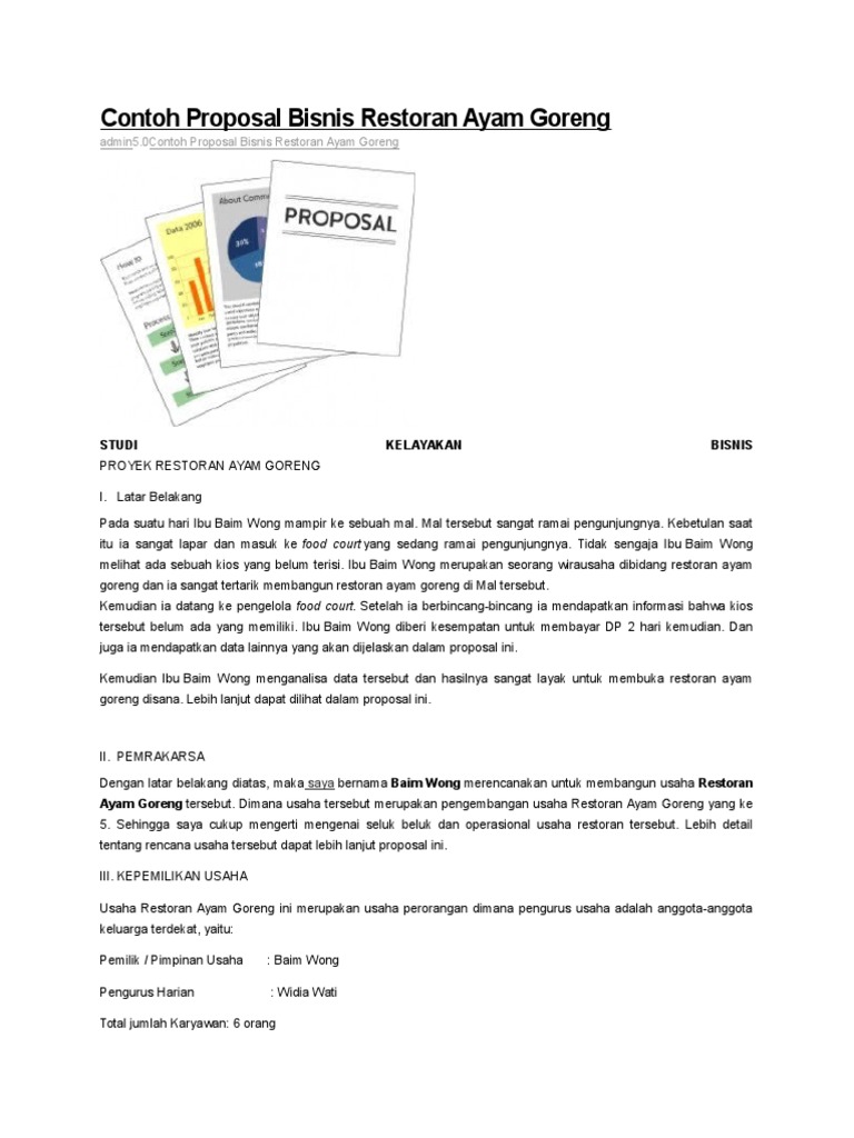 Contoh Proposal Bisnis Restoran Ayam Goreng
