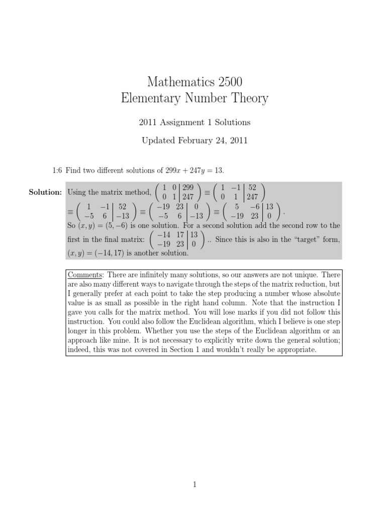 Elementary Number Theory | PDF | Equations | Prime Number
