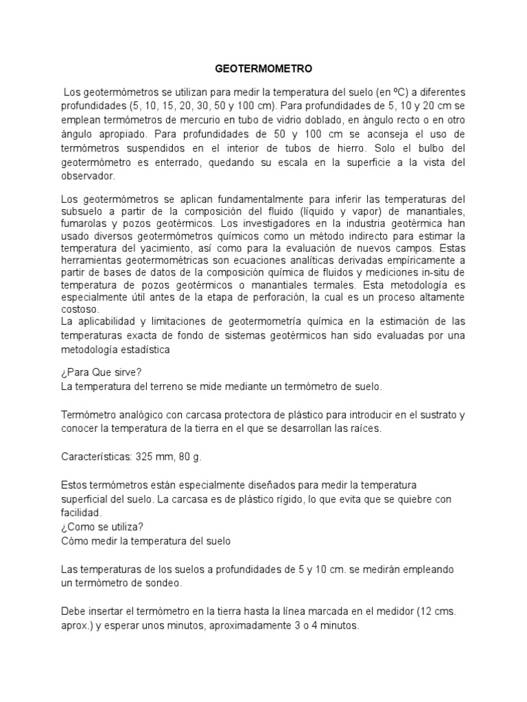 Uso y Medición con Geotermómetros | PDF | Temperatura | Medición