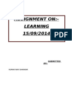Assignment On:-Learning 15/09/2014: Kumar Ravi Shankar