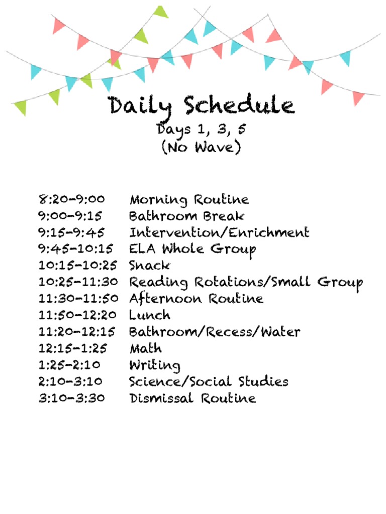 Daily Classroom Schedule Overview | PDF | Language Arts & Discipline