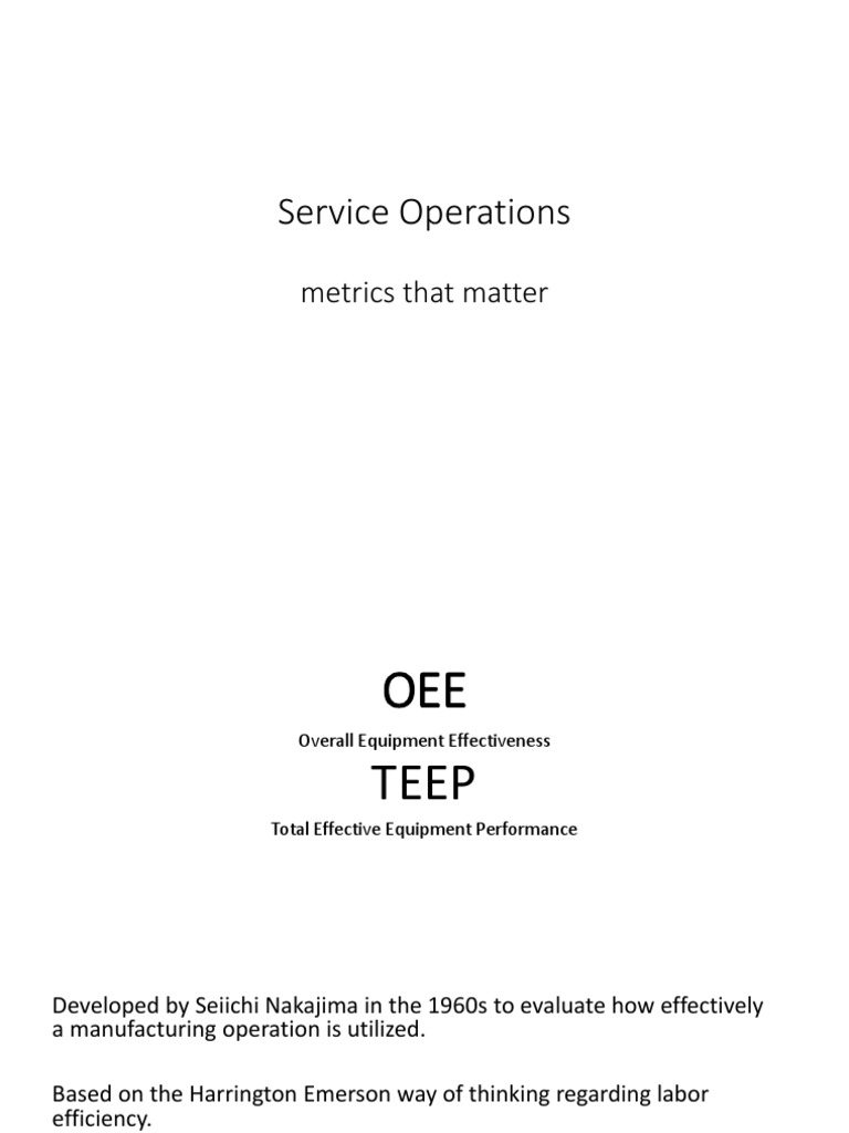 OEE and TEEP Metrics for Operations | PDF