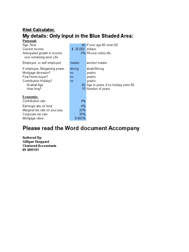 Kiwisaver Calculator PDF Mortgage Loan Payments
