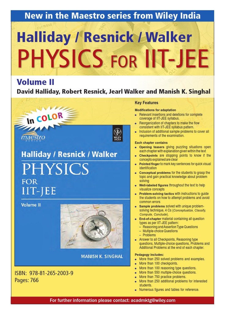 Resnick Halliday S Physics For Iit Jee Vol 2 PDF Optics Electricity