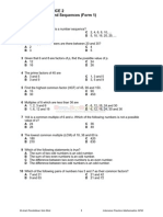 Intensive Practice 2 Number Patterns and Sequences (Form 1) : Objective Questions