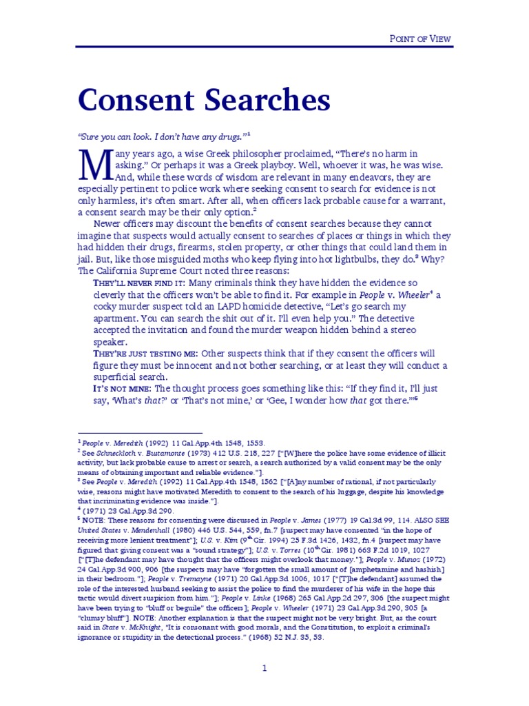 Understanding Consent Searches in Law Enforcement | PDF | Search And ...