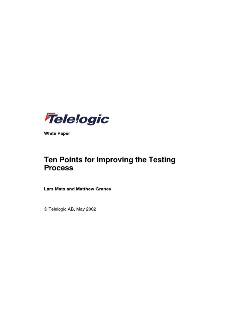 Ten Points For Improving The Testing Process | PDF | Communications ...
