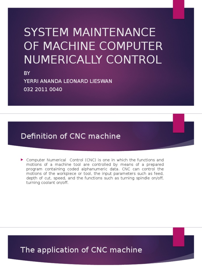 System Maintenance of Machine Computer Numerically Control PDF