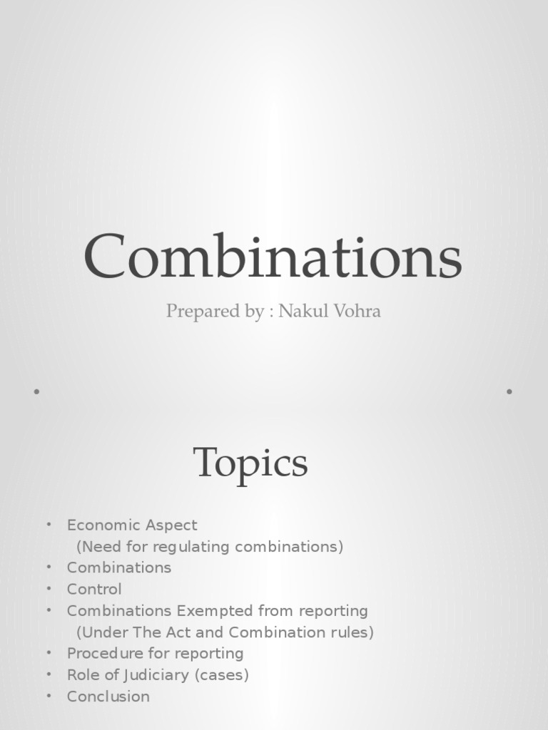 Combinations Under Competition Act, 2002 PDF Mergers And
