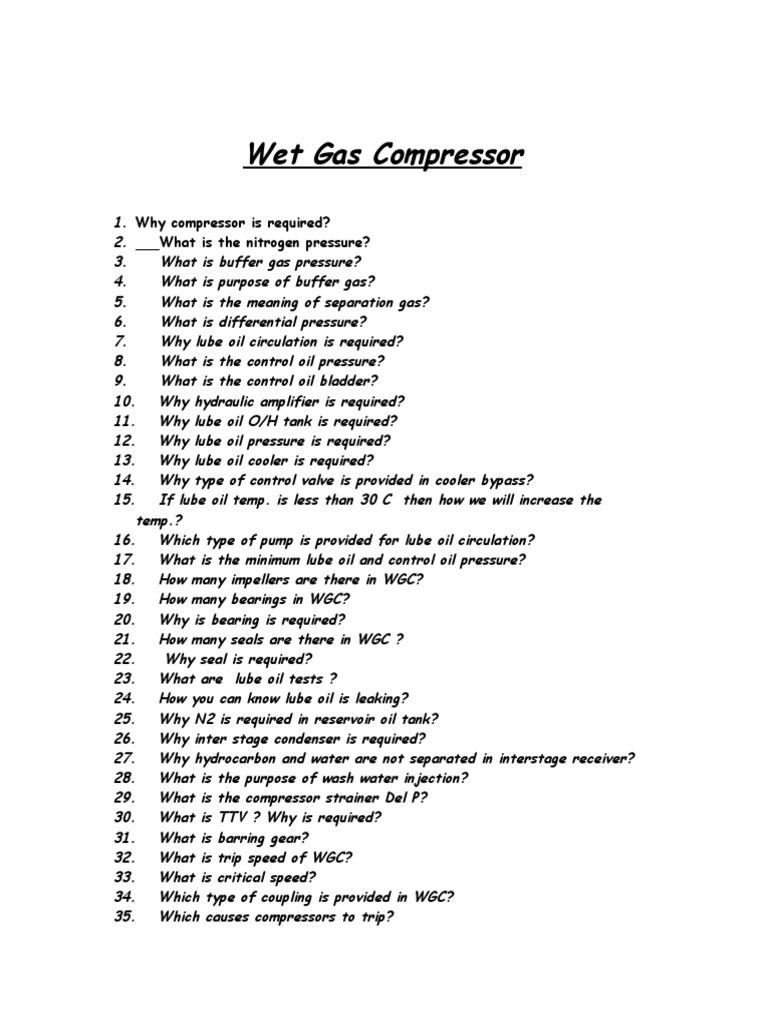 Wet Gas Compressor (Questions) | PDF