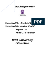 IQRA University Islamabad: Reading Assignment#6