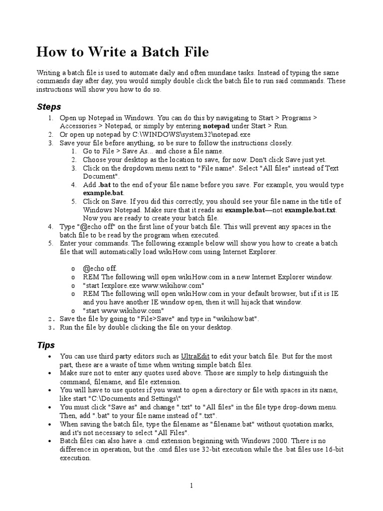 How To Write A Batch File: Steps | PDF | Windows Registry | Computer File