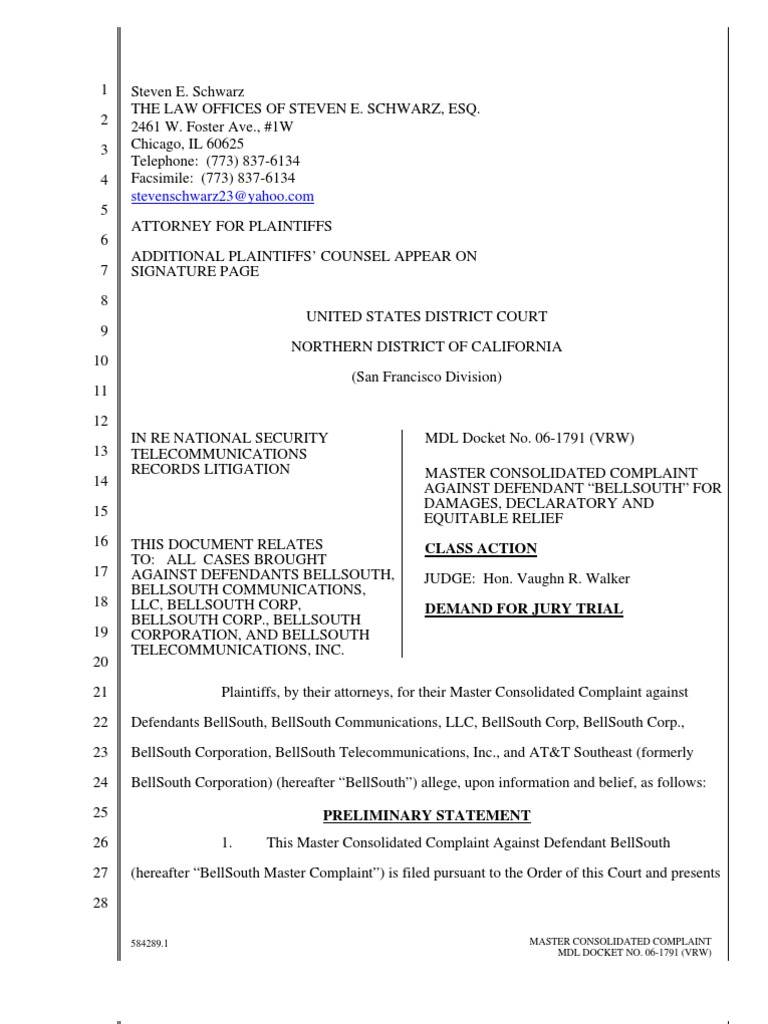 Class Action: 584289.1 Master Consolidated Complaint MDL DOCKET NO. 06 ...