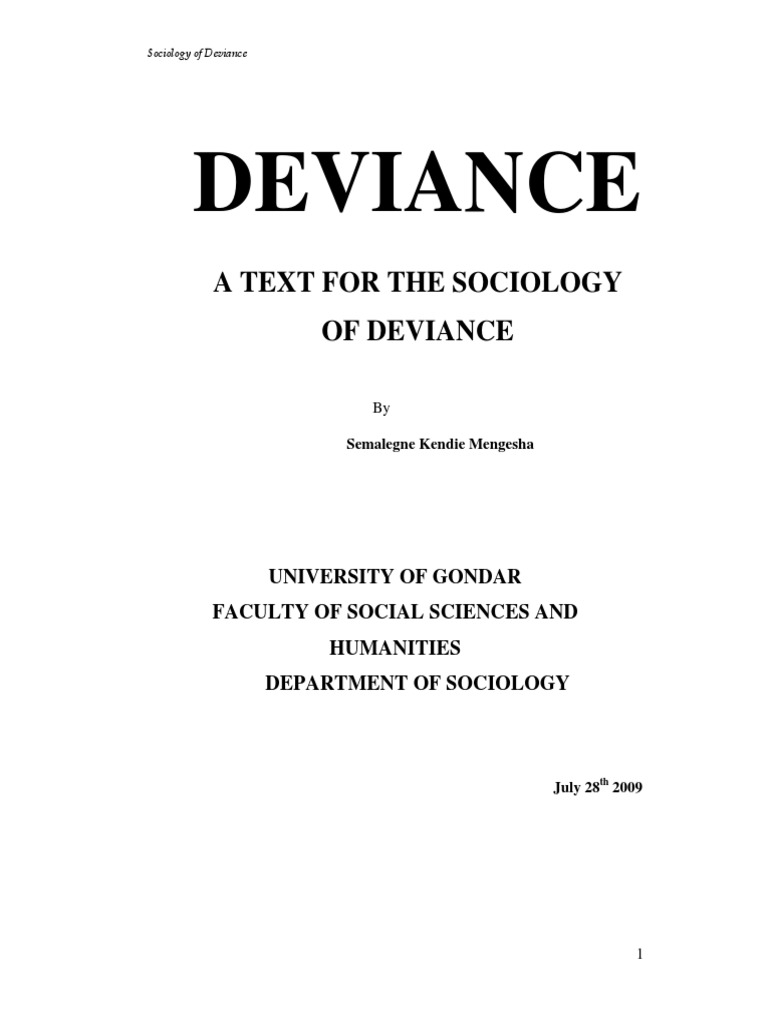 Sociology Of Deviance Pdf Deviance Sociology Sociology
