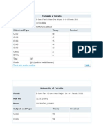 Calcutta University B.Com Part I 2011 Results