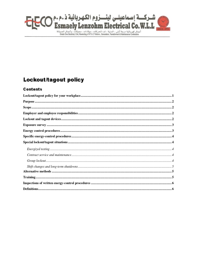 Lockout Policy Safety Engineering