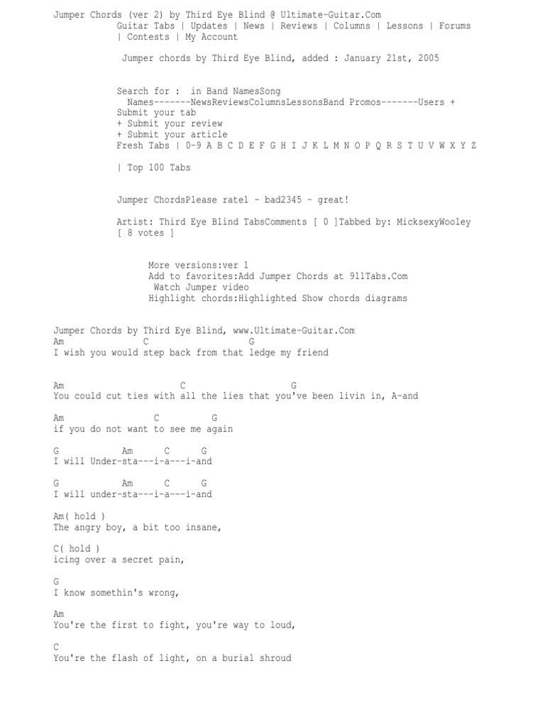 Jumper Third Eye Blind Guitar Chords