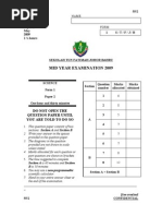 STF Mid Year Science Form 1 2009 Paper2