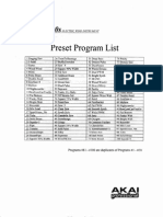 EWI4000s Preset Program List