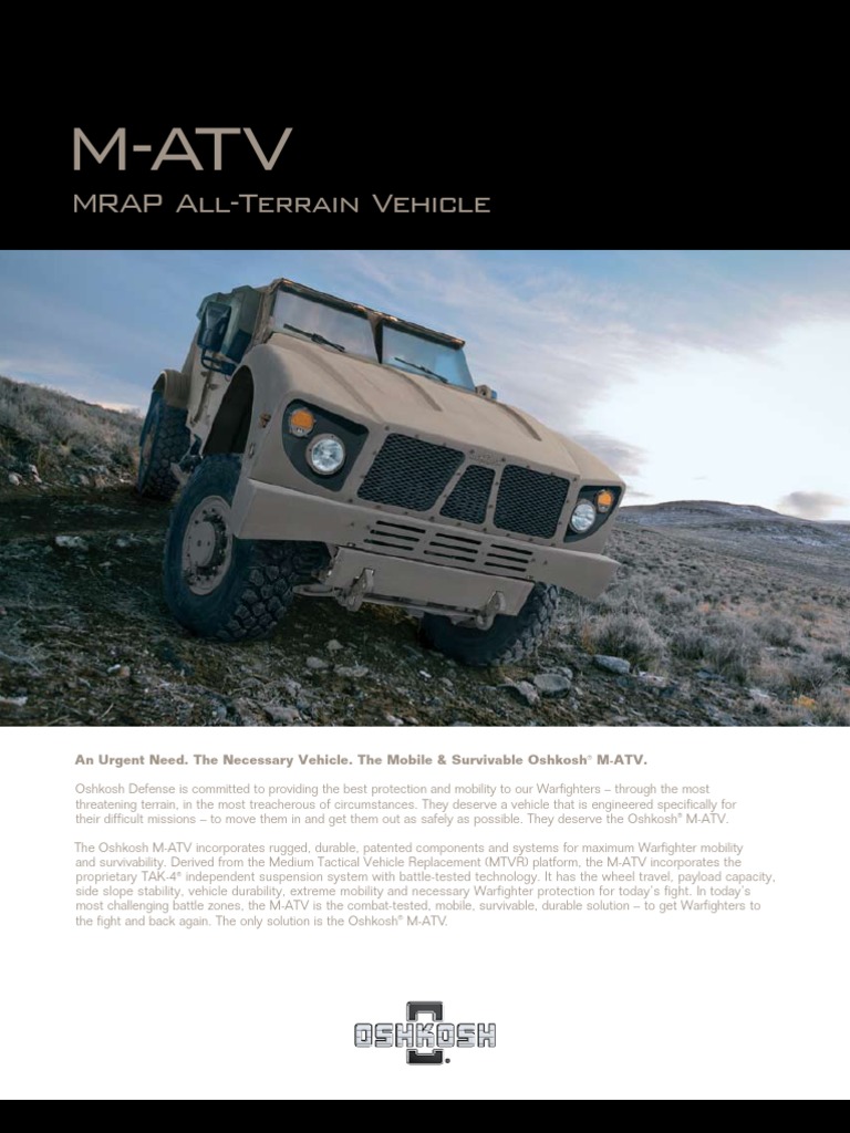 Oshkosh MATV Brochure | PDF | Military Vehicles | Transportation ...