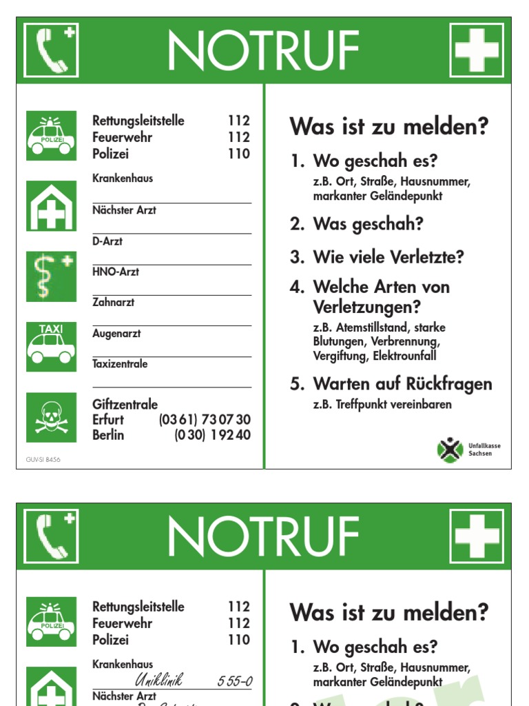 Notruf Plakat