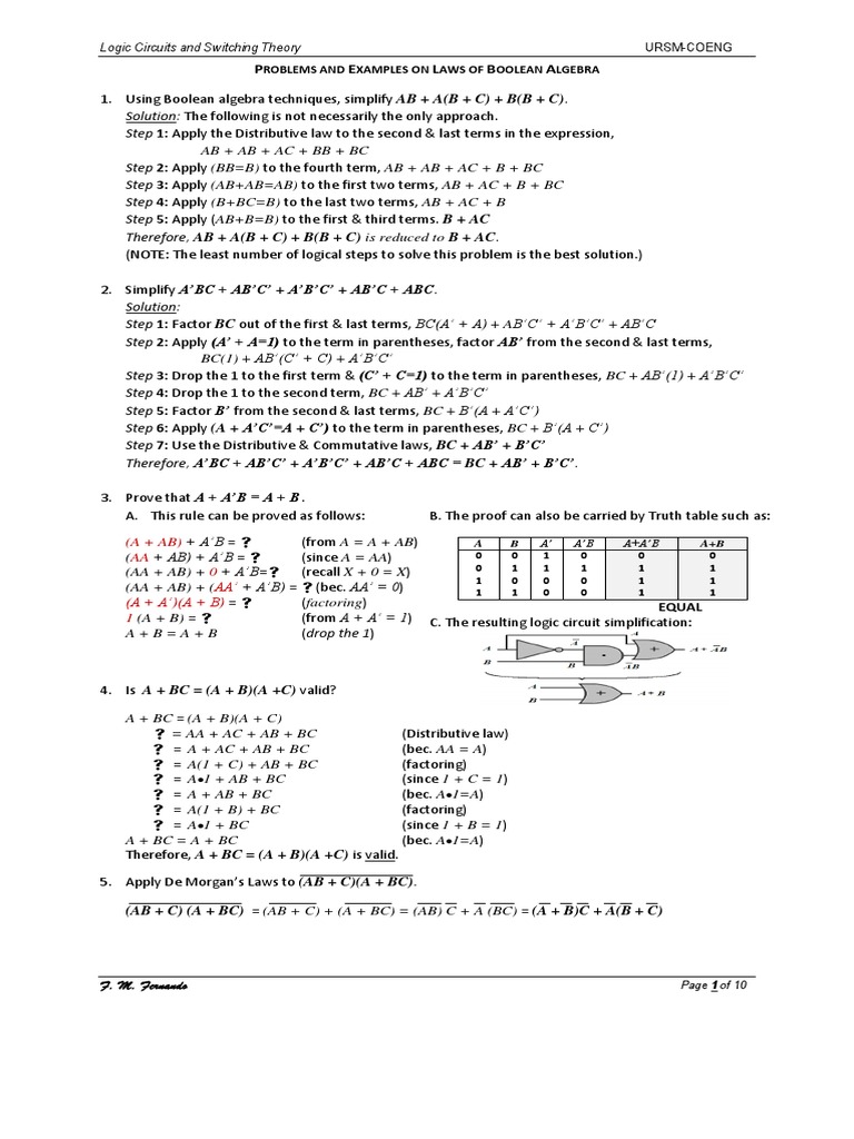 3hx Boolean Algebra Assign Sop Pos | PDF