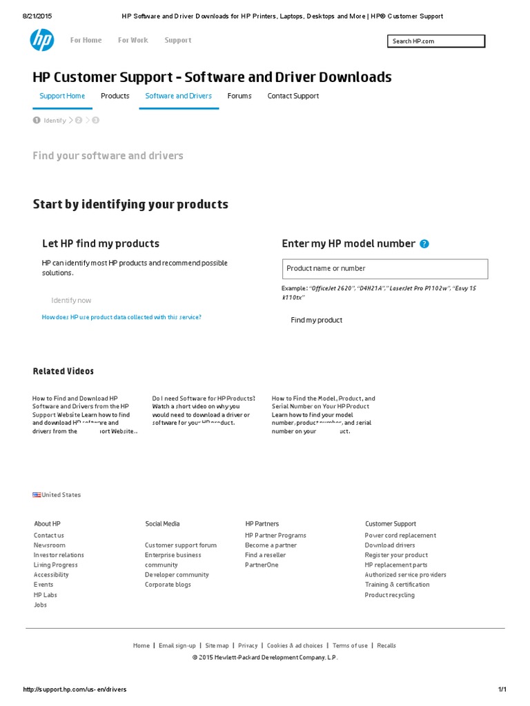 HP Customer Support Software and Driver Downloads Start