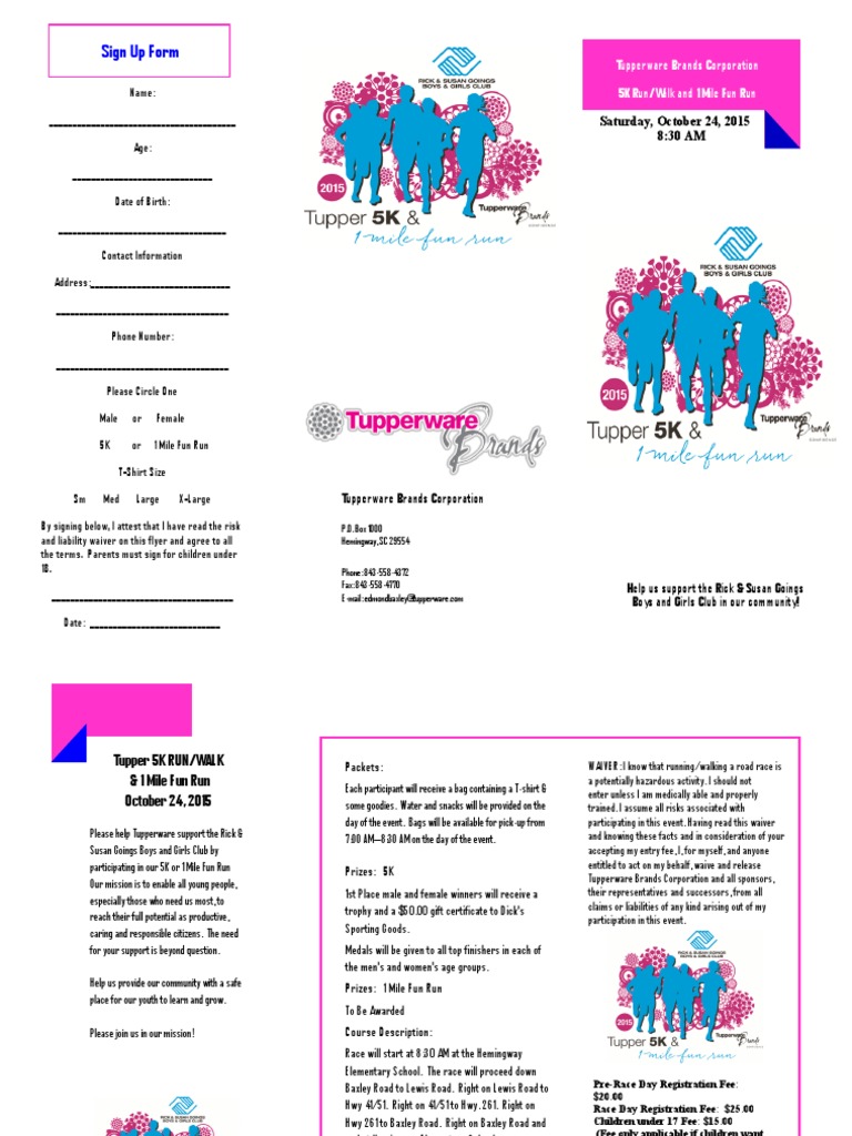 Tupperware 5K & Fun Run Registration | PDF