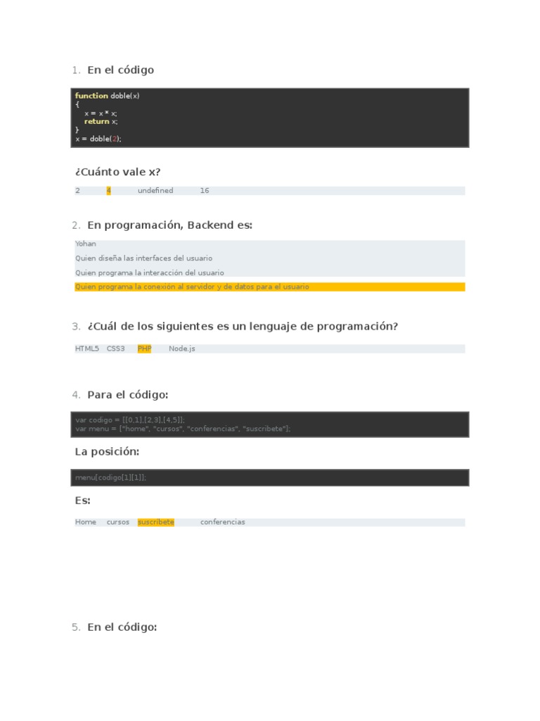 Cuestionario de Programación y Web | PDF | Script Java | Servidor web