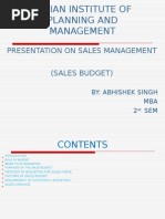 Indian Institute of Planning and Management: Presentation On Sales Management (Sales Budget)