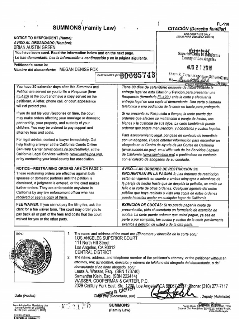 Megan Fox Divorce Papers | PDF
