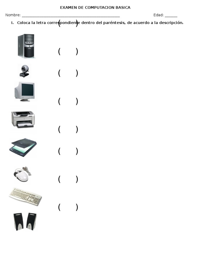 Examen de Computación Básica para Primaria | PDF | Hardware de la ...