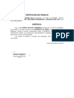 Certificado de Trabajo - Residente de Obra